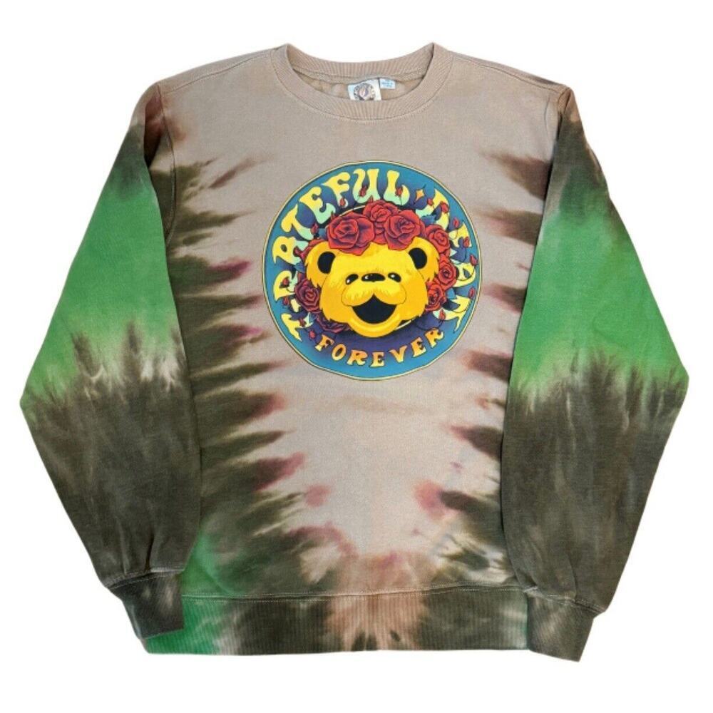 Grateful Dead Forever Graphic‎ Retro Band Sweatshirt Bear Tie Dye Unisex XS